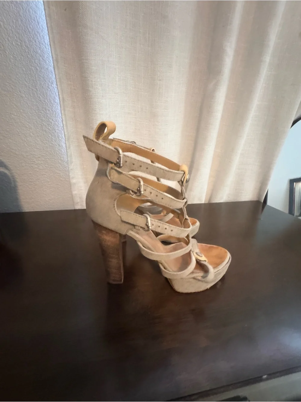 Giuseppe Zanotti Beige Suede Multi-Strap High Heel Sandals